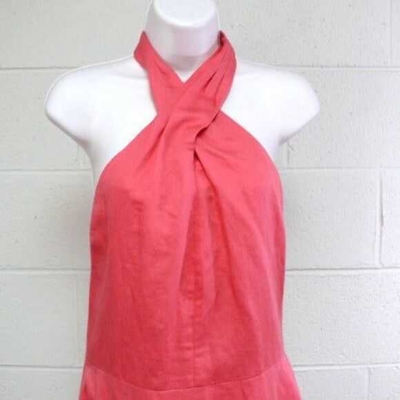 NWT BANANA REPUBLIC criss cross bodice salmon dress sz 8 tall msrp $140 - Picture 2 of 7